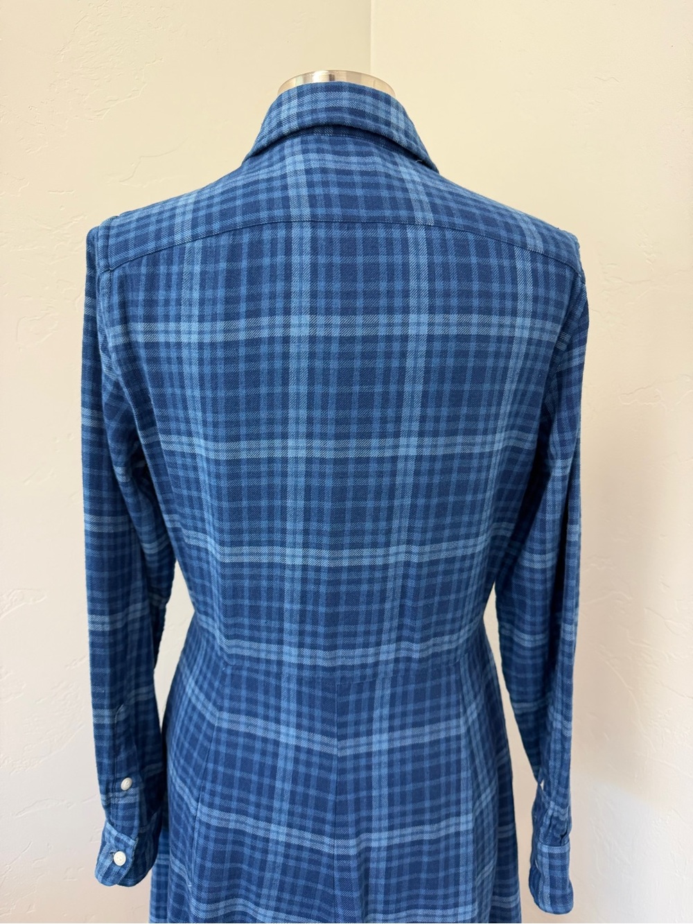 Polo Ralph Lauren Blue Plaid Button-Down Long Sleeve Maxi Shirt Dress Size L - Picture 10 of 15